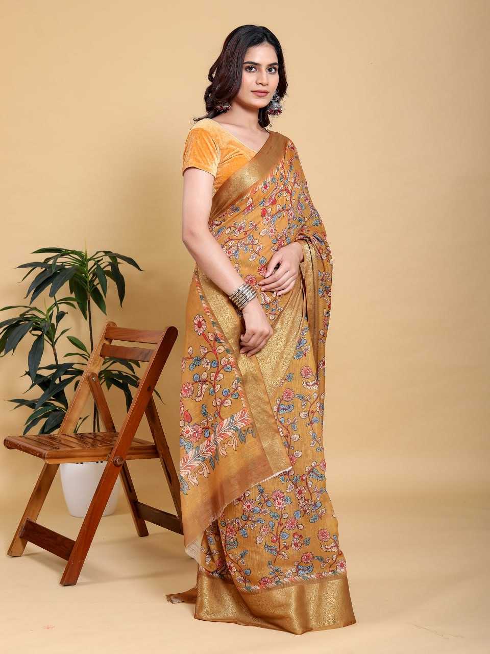 Cotton Cotton Linen Jacquard Saree
